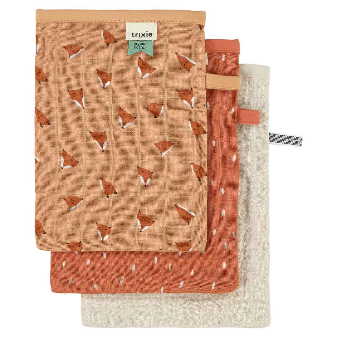 Manoplas muselina 3-pack mix - Fierce Fox